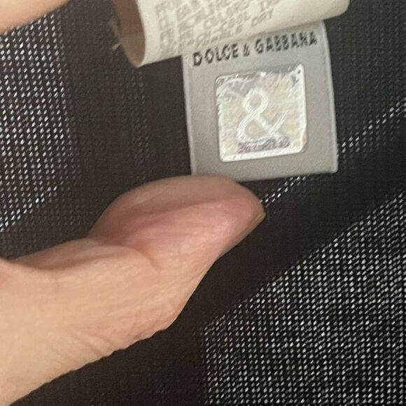 VINTAGE DOLCE & GABBANA BLACK & TAN KNIT SHORT SLEEVE TOP 44 EURO M/L - Picture 9 of 13